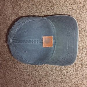 Carhartt Leather Stitched Patch Blue Brown Embroidered Strap-on Cap